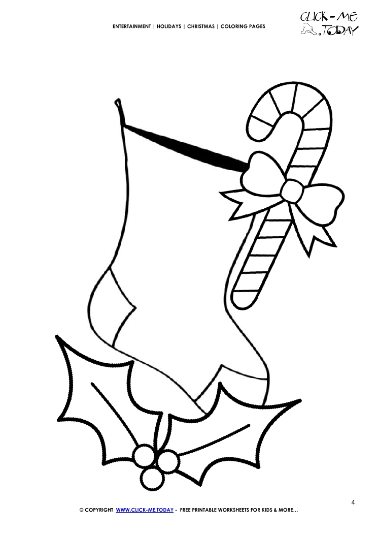 Christmas Stockings Coloring page Holly