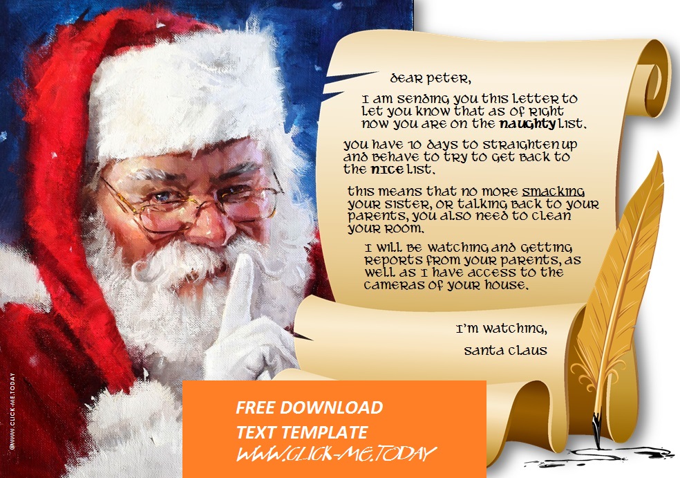 LETTER FROM SANTA CLAUS - NAUGHTY LIST WARNING