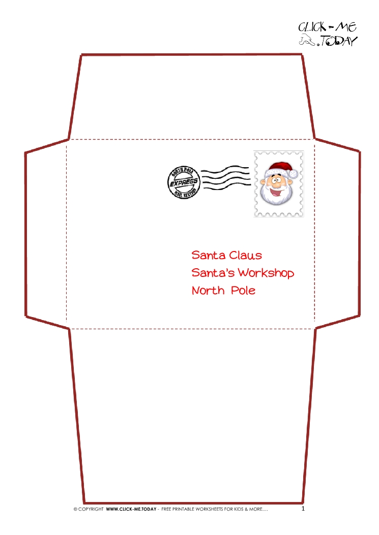 Printable Letter to Santa Claus envelope template Simple Santa stamp1