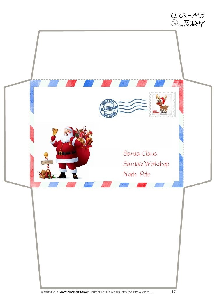 Envelope for Letter to Santa Claus craft  -Border Santa Stamp-17