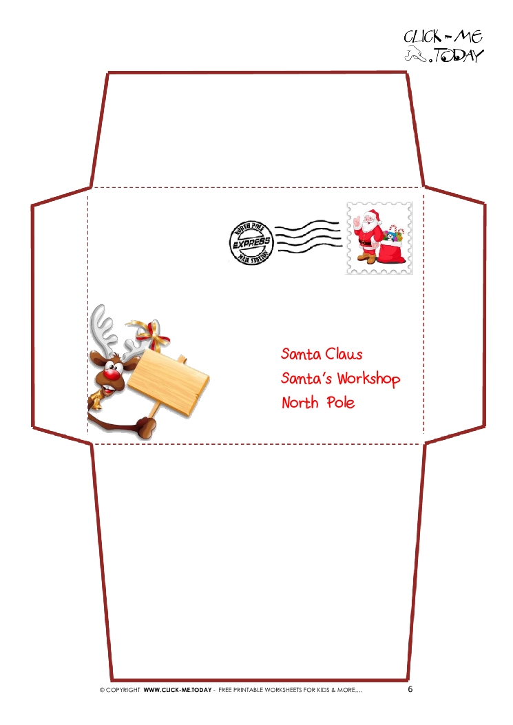 Printable Letter to Santa Claus envelope template -Reindeer Stamp-6