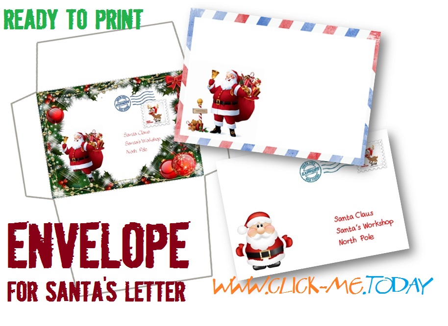 Free printable Letter to Santa Claus envelope template - Craft