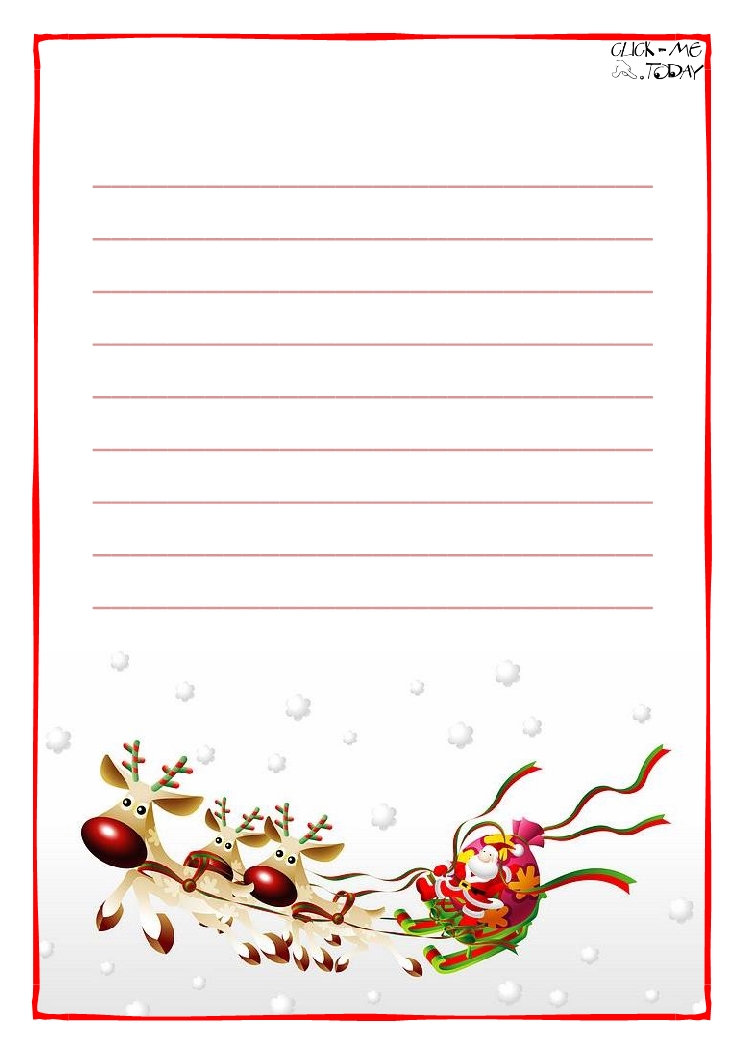 Printable Letter to Santa Claus paper with lines Sleigh Background-14