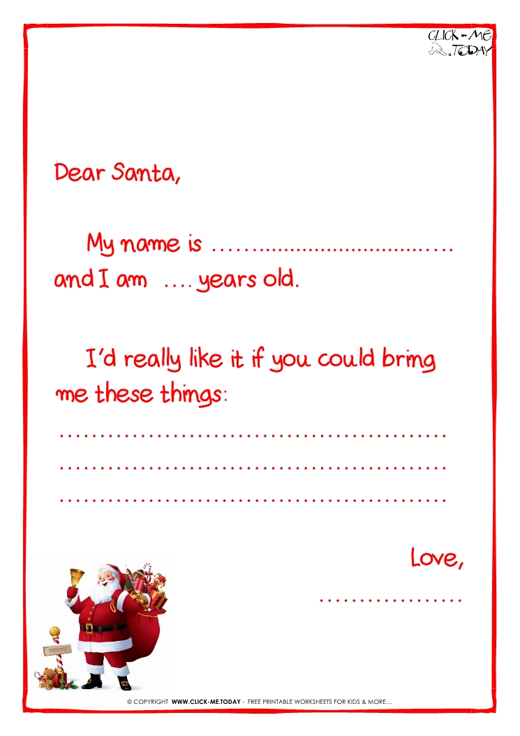 Ready letter to Santa Claus template -  Less text -Santa Claus-5