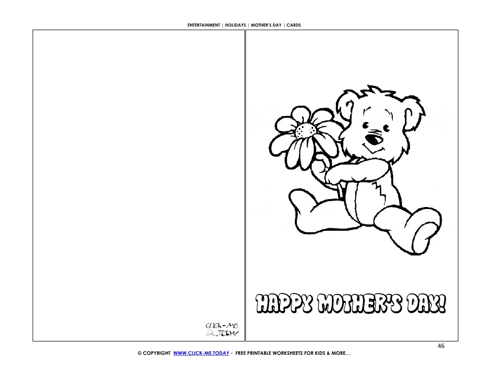 Happy Mother's Day card - cute bear with flower
