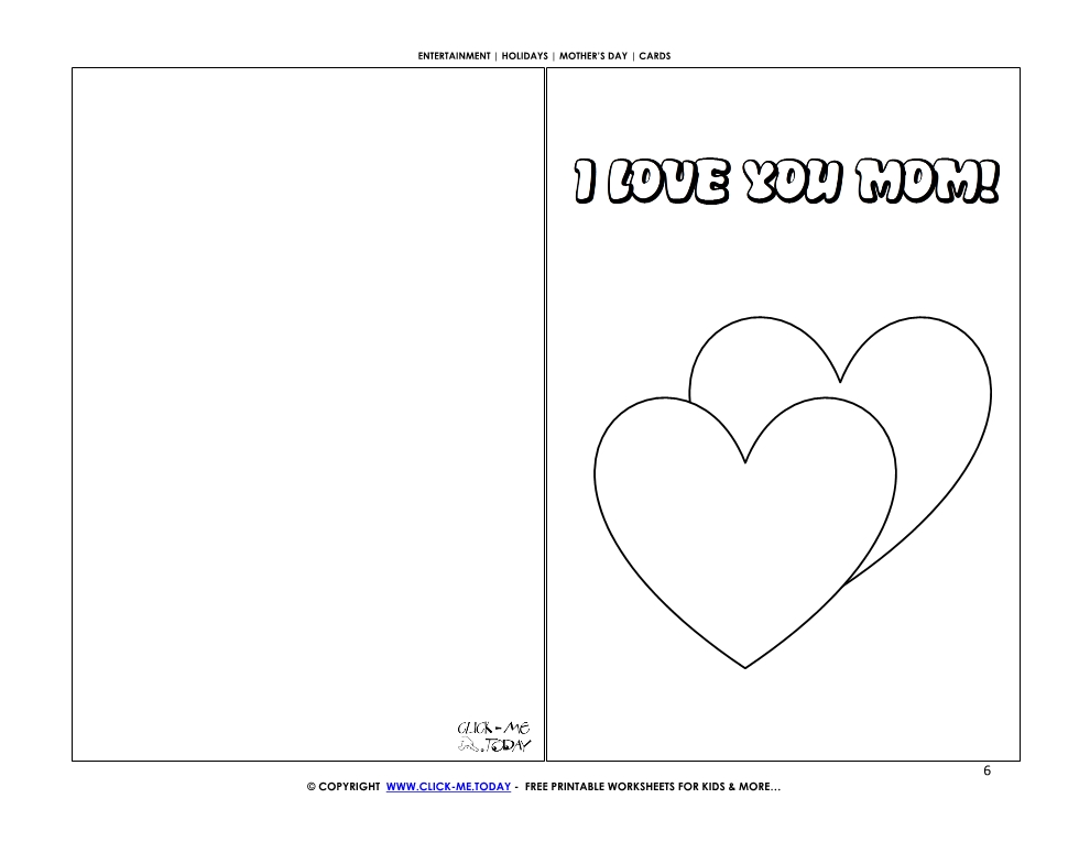 Mother's Day card with two big hearts - I Love you Mom