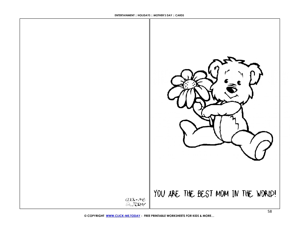 Mother's Day card little bear & flower - You are the best mom in the world