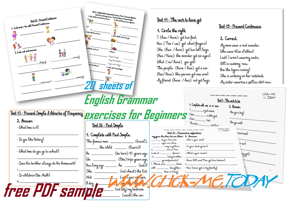 English Grammar exercises for Beginners PDF