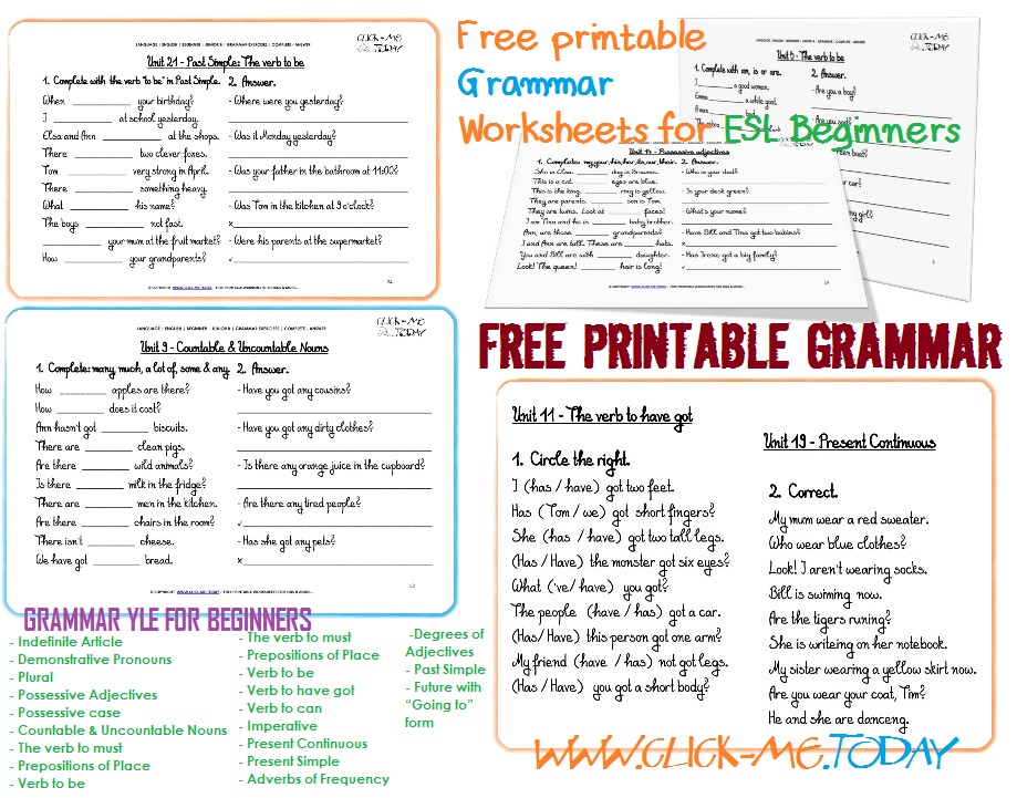 Esl Grammar Worksheets Free Printable