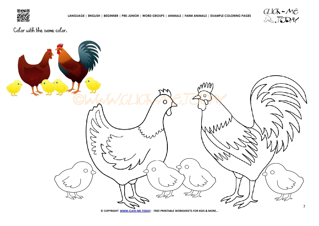 Example coloring page Chickens  - Color picture of Chickens
