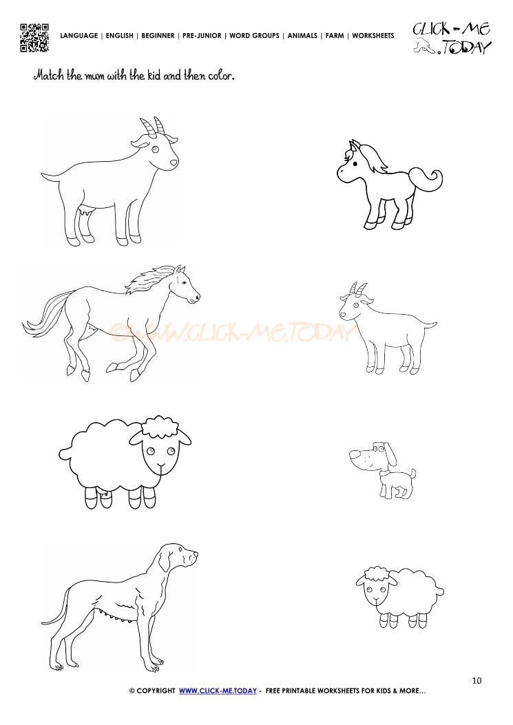 Farm Animals Worksheet  - Activity Sheet 10