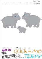 Jungle animal flashcard Hippos - Printable card of Hippos