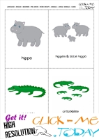 Jungle animals flashcards - Hippos & Crocodiles