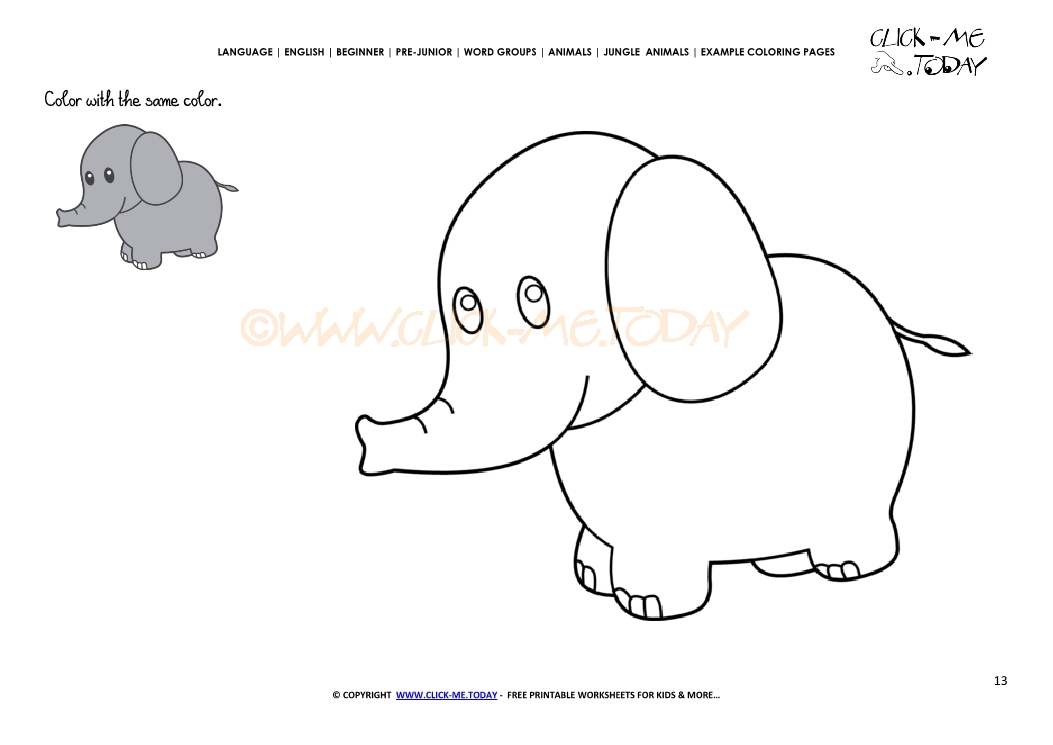 Example coloring page Little Elephant - Color picture of Elephant