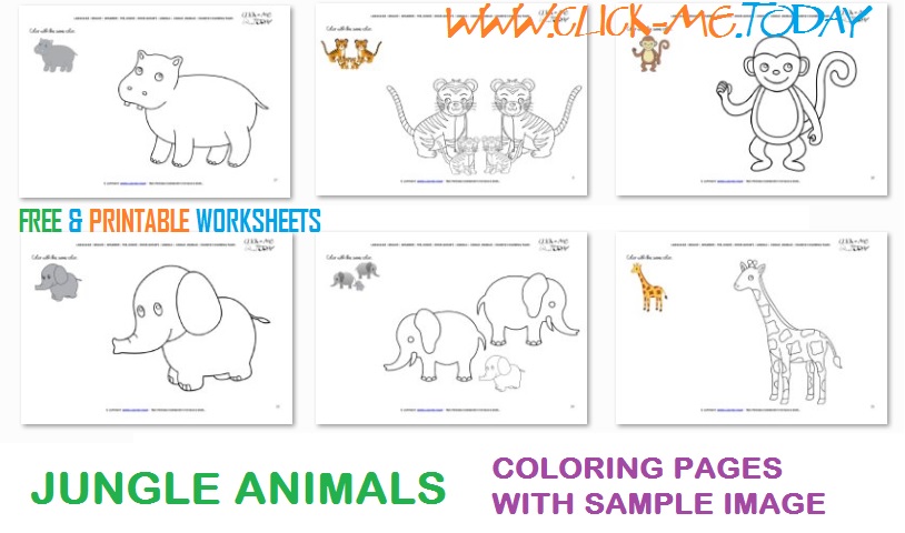 Free Printable Jungle Animals Example Coloring Pages - Sample color