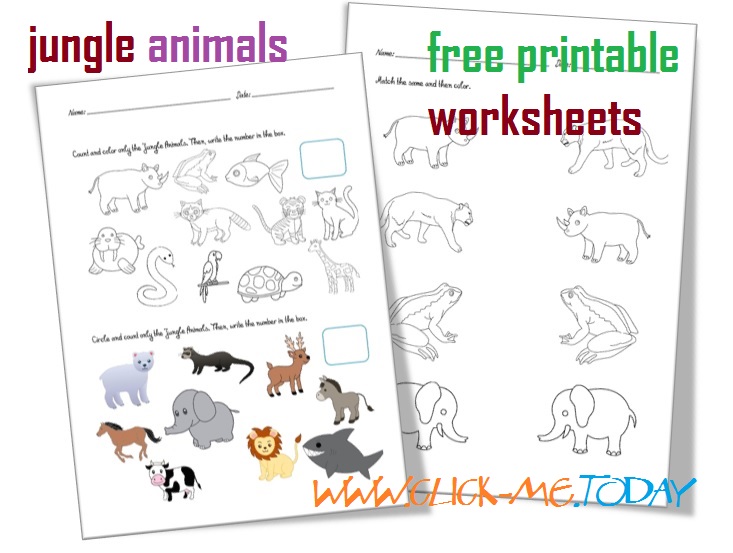 Free Printable Jungle Animals Worksheets - Activities for Jungle Animals