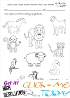 Jungle Animals Worksheet - Activity sheet Color 5