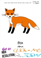 Printable Pet Animal Fox dog wall card - Fox flashcard