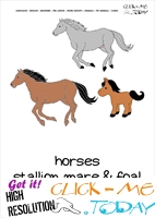 Printable Pet Animal Horses wall card -  Horses flashcard