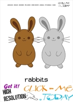 Printable Pet Animal Rabbits wall card -  Rabbits flashcard