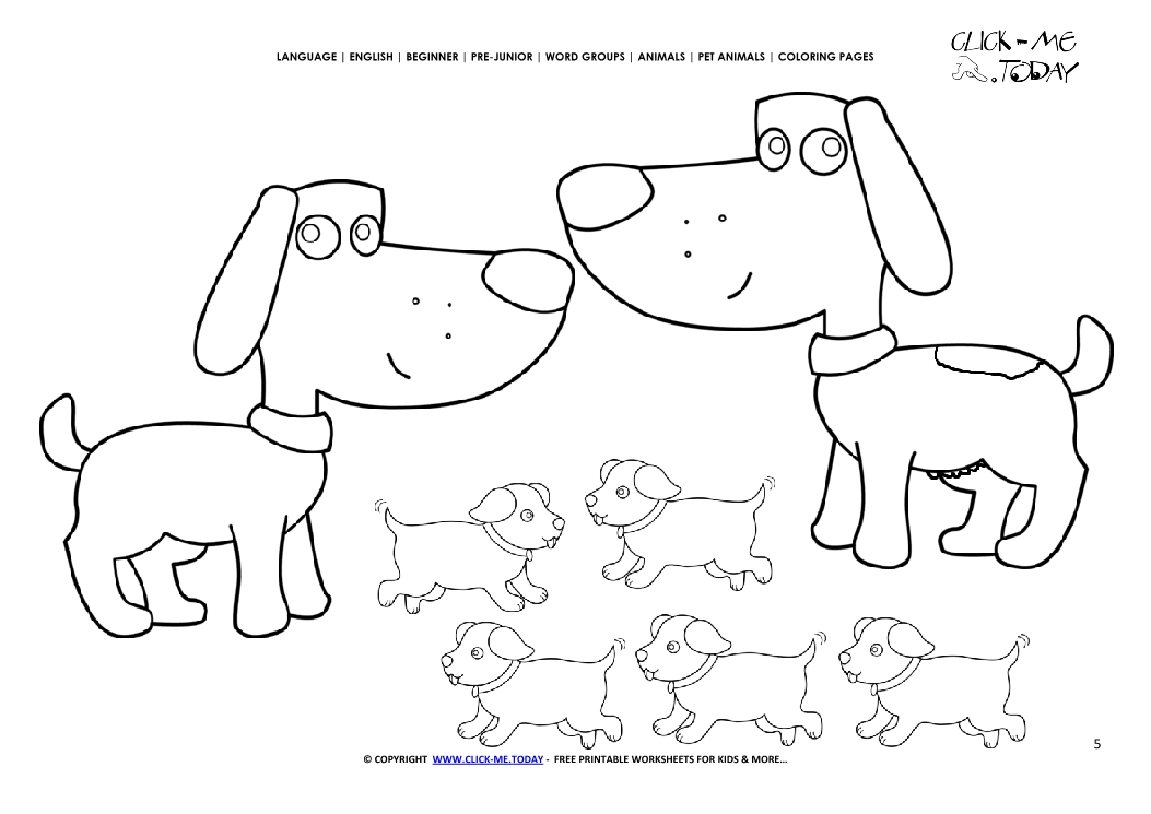 Coloring page Dogs - Color picture of Dog Family