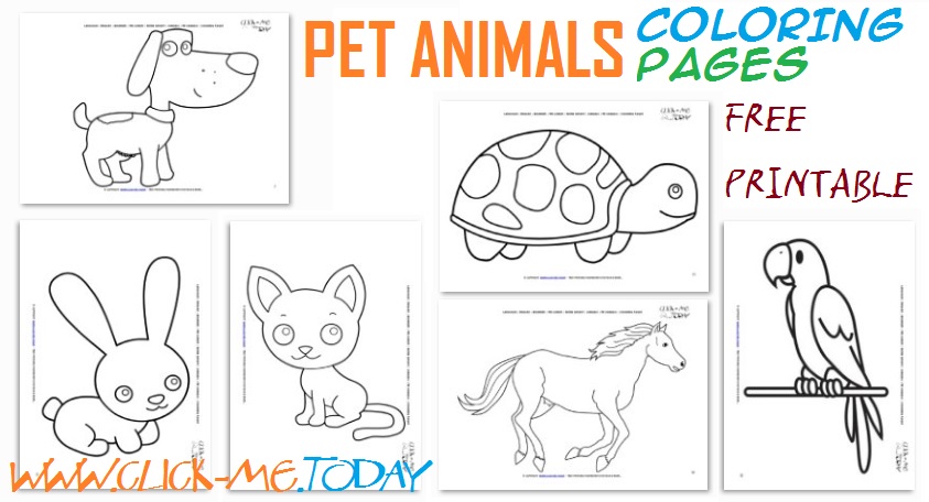 Free Printable Pet Animals Coloring pages