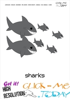 Sea animal flashcard Sharks - Printable card of Sharks