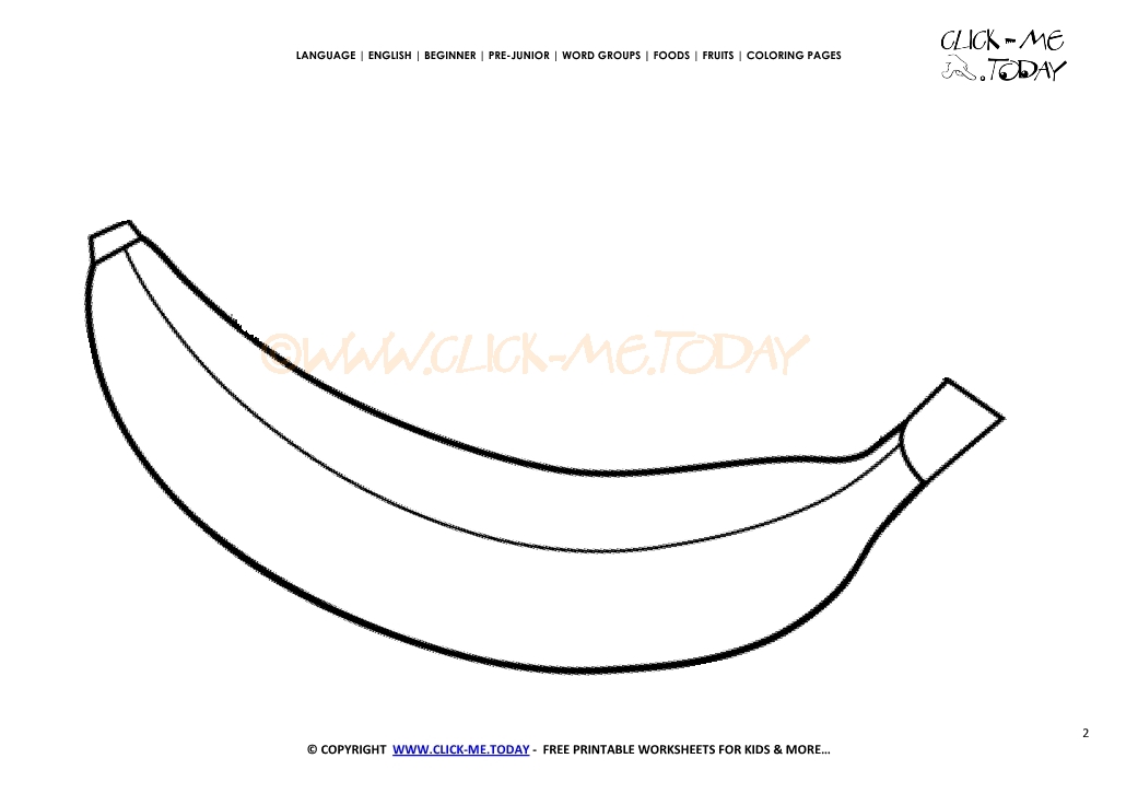 Banana coloring page - Free printable Banana cut out template
