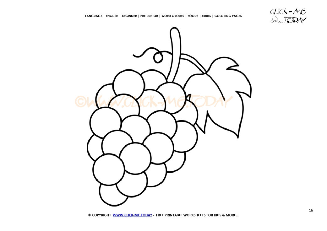 Green Grapes coloring page - Free printable Grapes cut out template