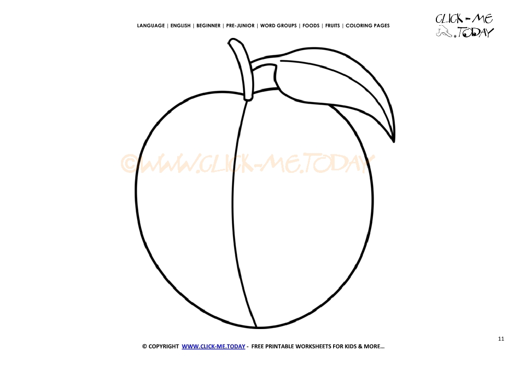 Peach coloring page - Free printable Peach cut out template