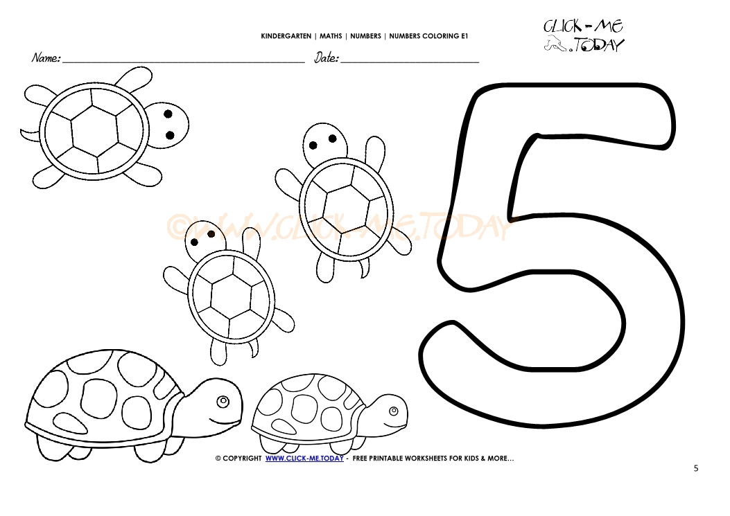 Number coloring pages - Number 5