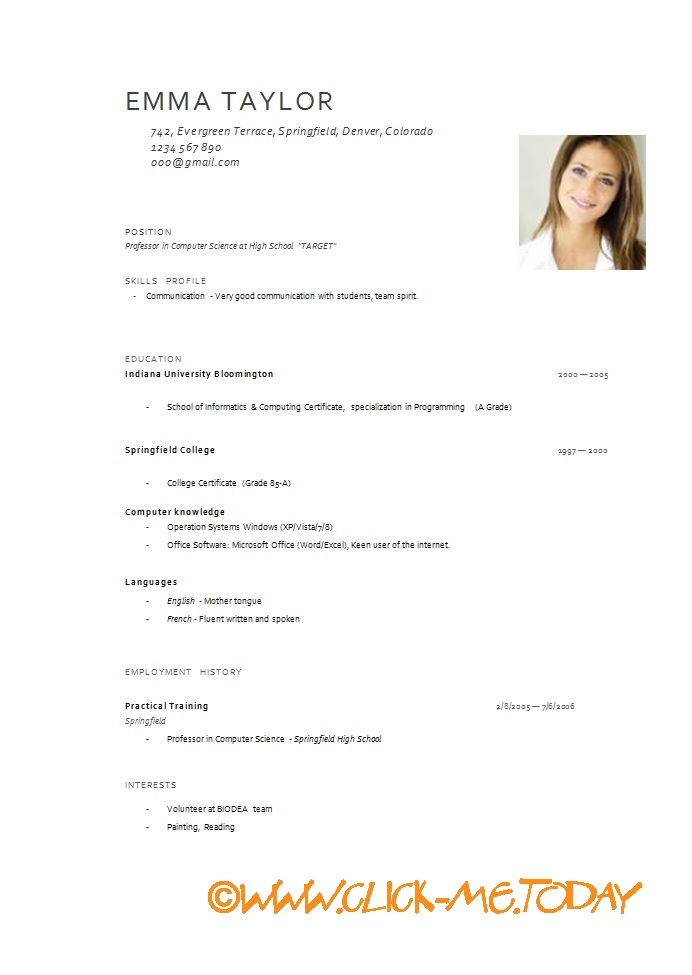 format of cv with photograph online writing lab www