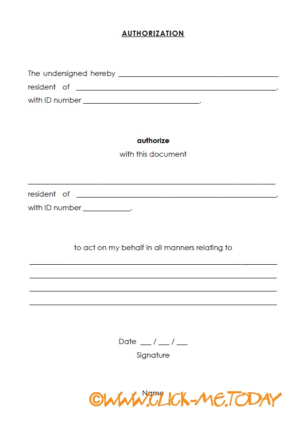 AUTHORIZATION FORM TEMPLATE