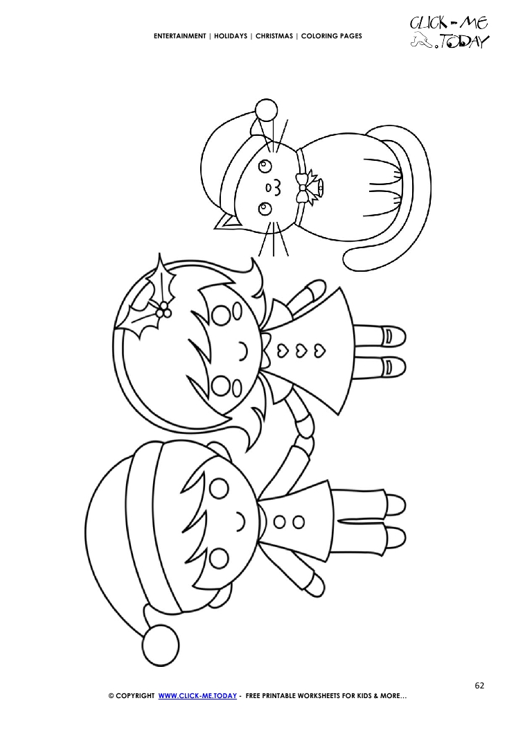 Children Xmas Cat Coloring page