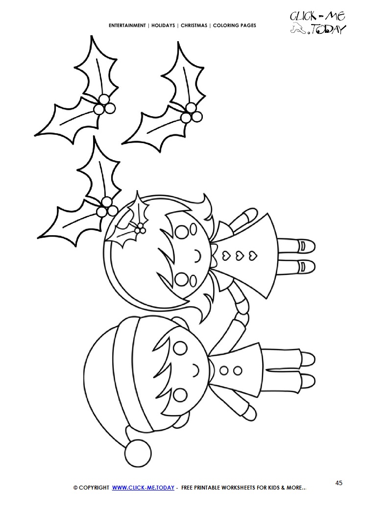 Children Xmas Hollies Coloring page