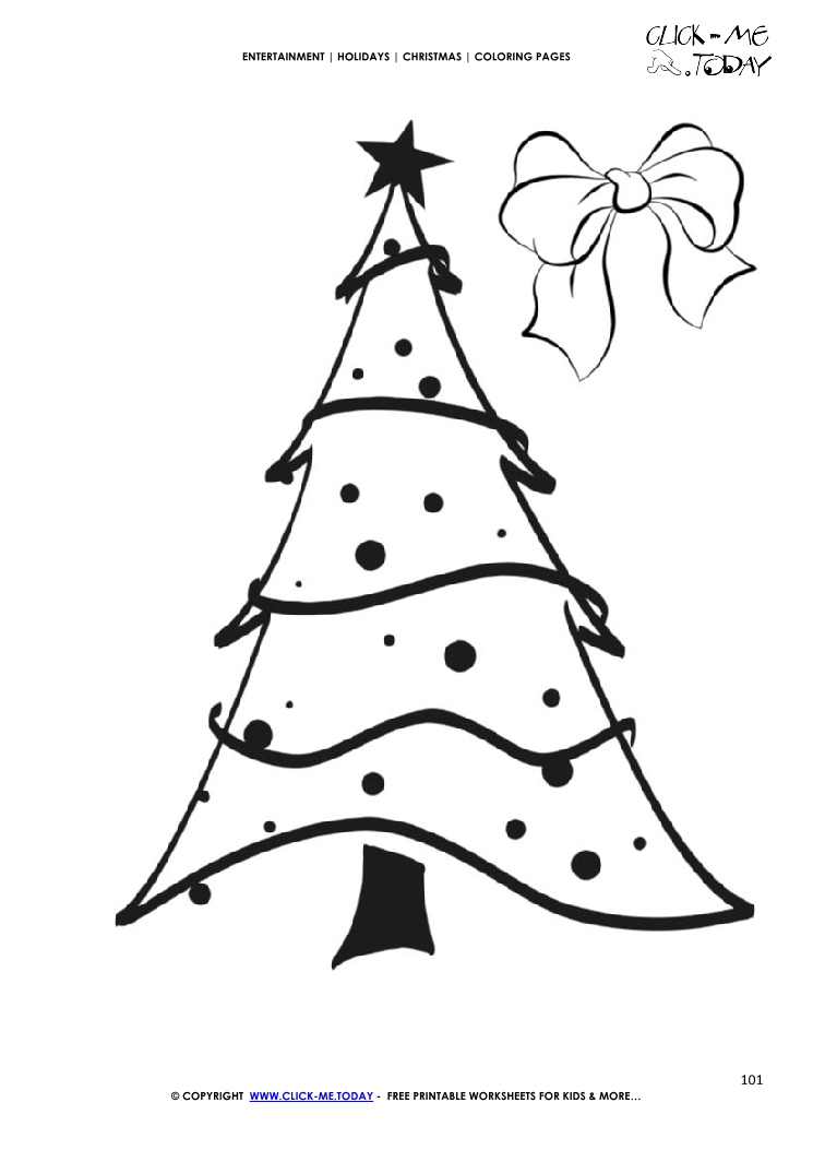 Christmas tree & bow Coloring page