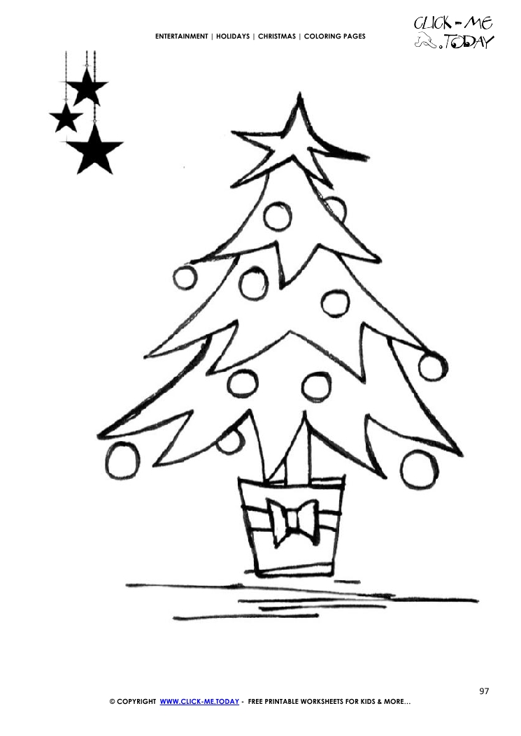 Christmas tree pot Coloring page