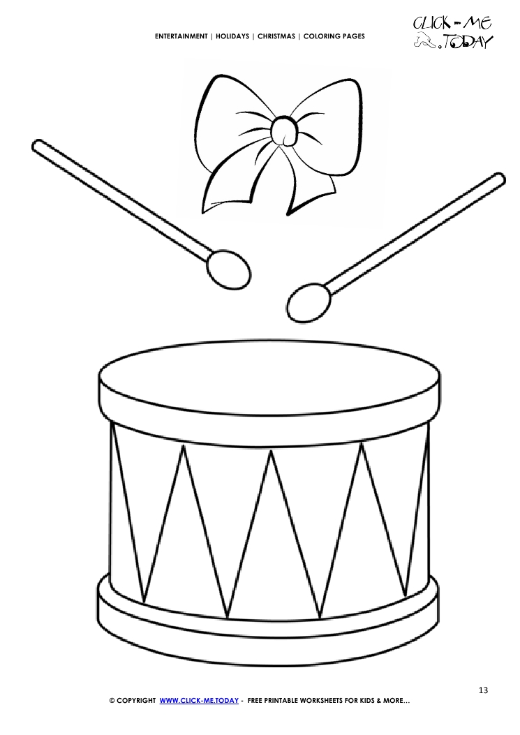 christmas drum coloring page