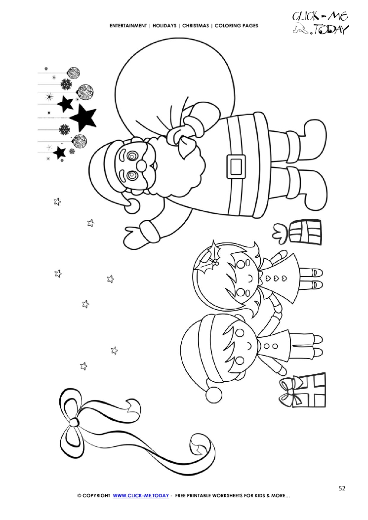 Santa Claus, Presents & Children Coloring page