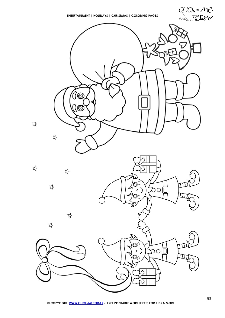 Santa Claus & Elves Coloring page