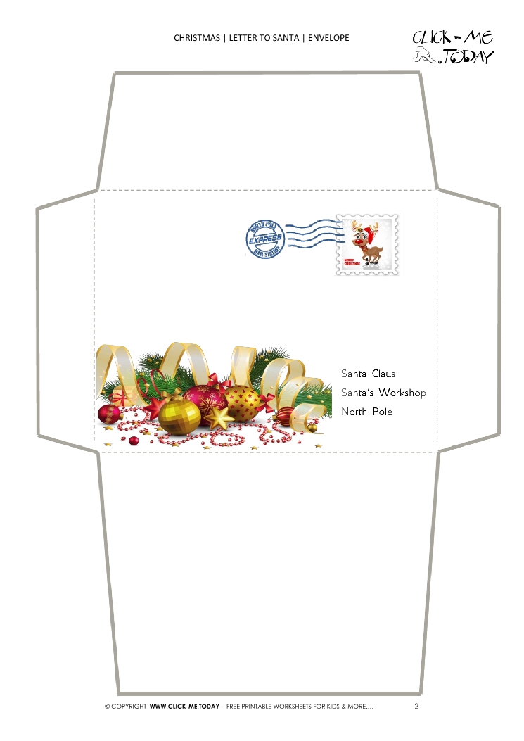 Free printable Christmas envelope to Santa template with ...