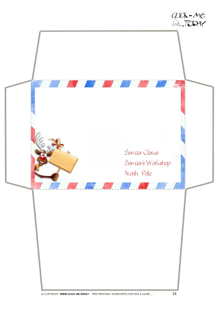 Craft envelope - Letter to Santa Claus -Border Reindeer-14