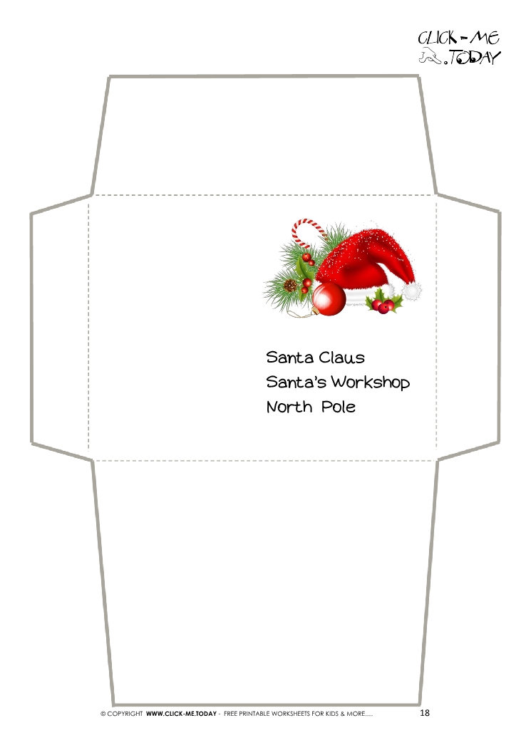Download Envelope For Letter To Santa Claus Craft Black White Santa Hat 18
