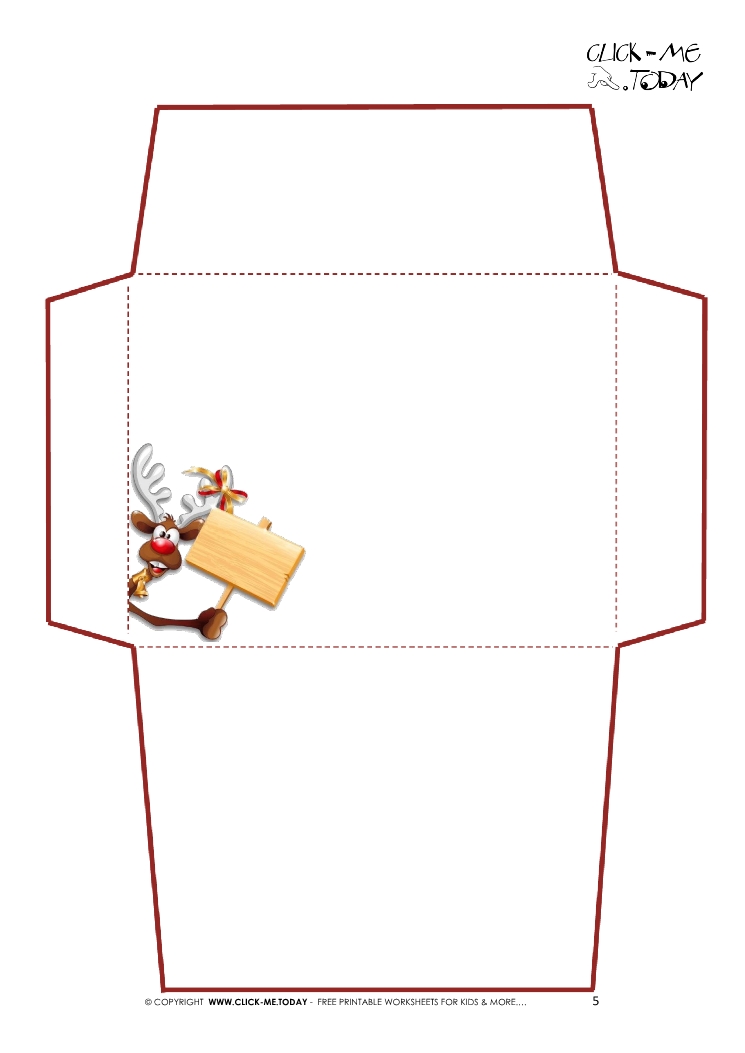 Printable Letter to Santa Claus envelope template -Reindeer-5