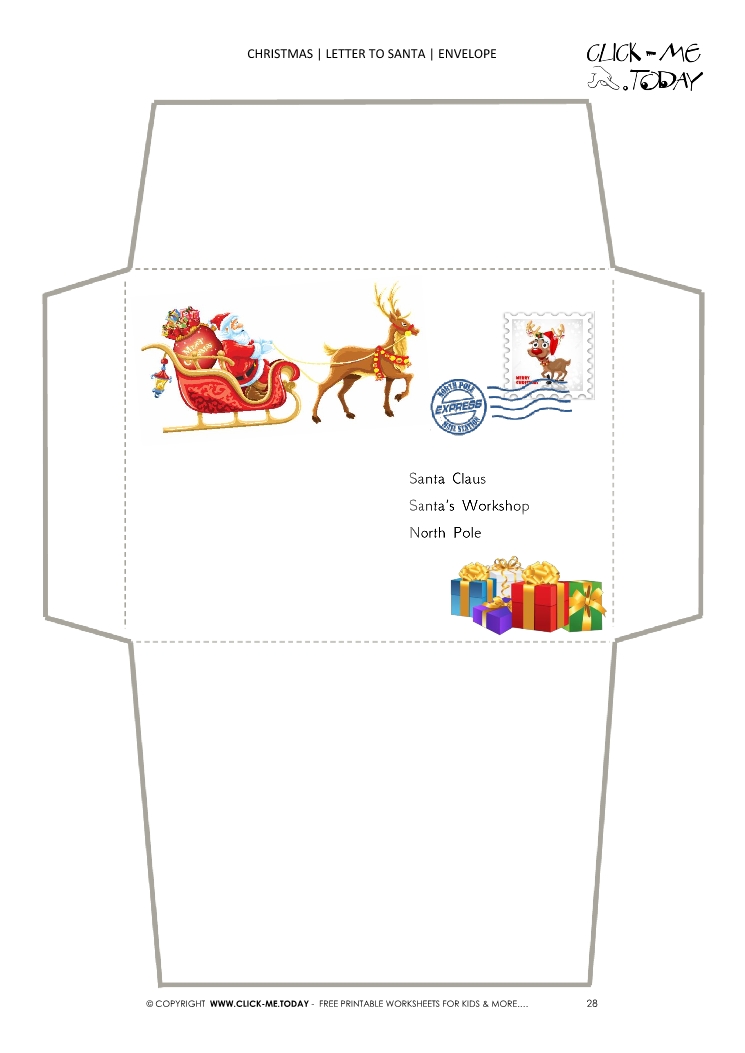 Printable envelope to Santa template sleigh and presents ...