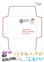 Printable Letter to Santa Claus envelope template -Simple Santa stamp-1