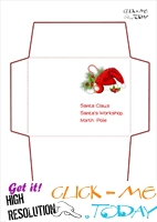 Printable Letter to Santa Claus envelope template -Santa hat-2