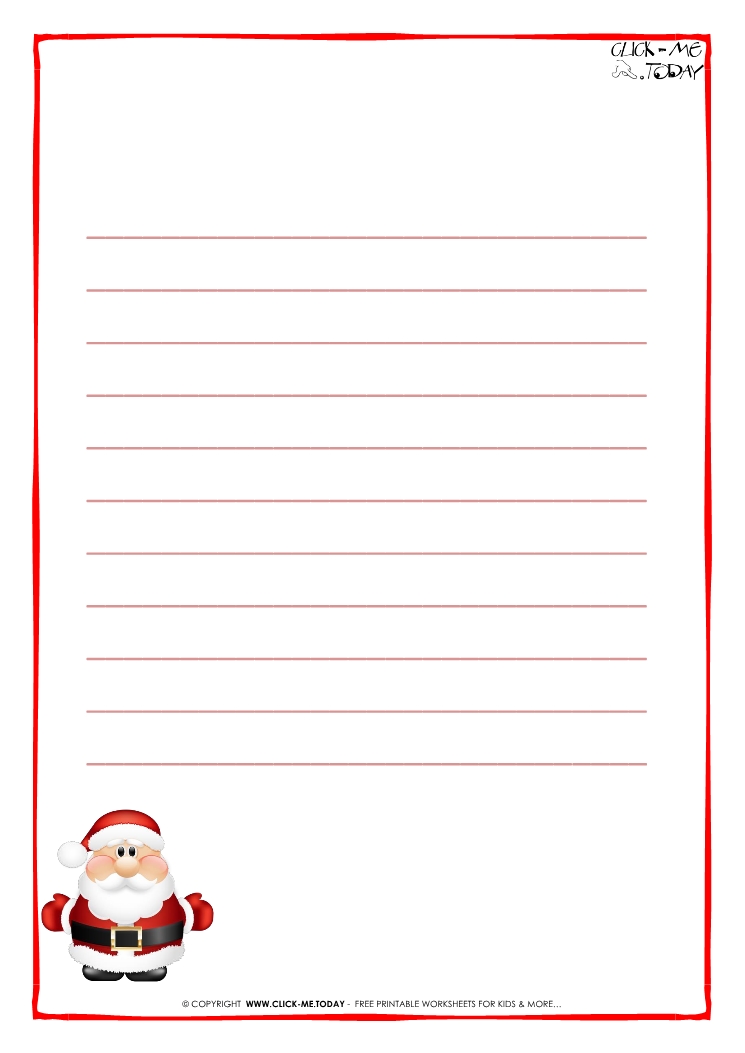 Letter to Santa Claus paper template with lines cute Santa-16