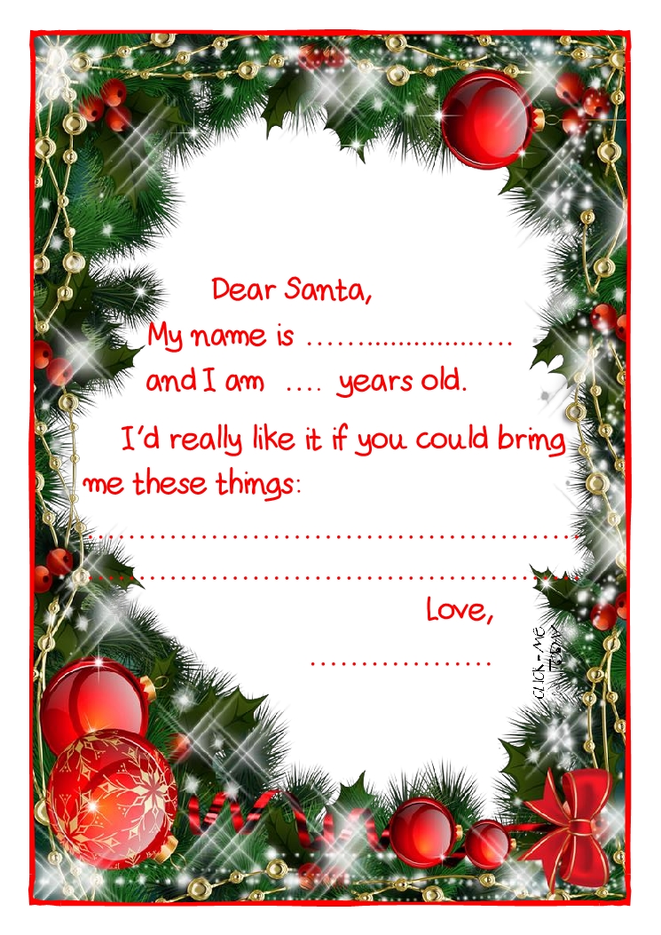 Ready letter to Santa Claus template - Less text  -Christmas Decoration-10