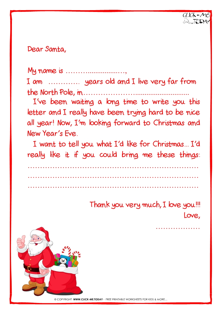 Ready letter to Santa Claus template -Santa presents-17